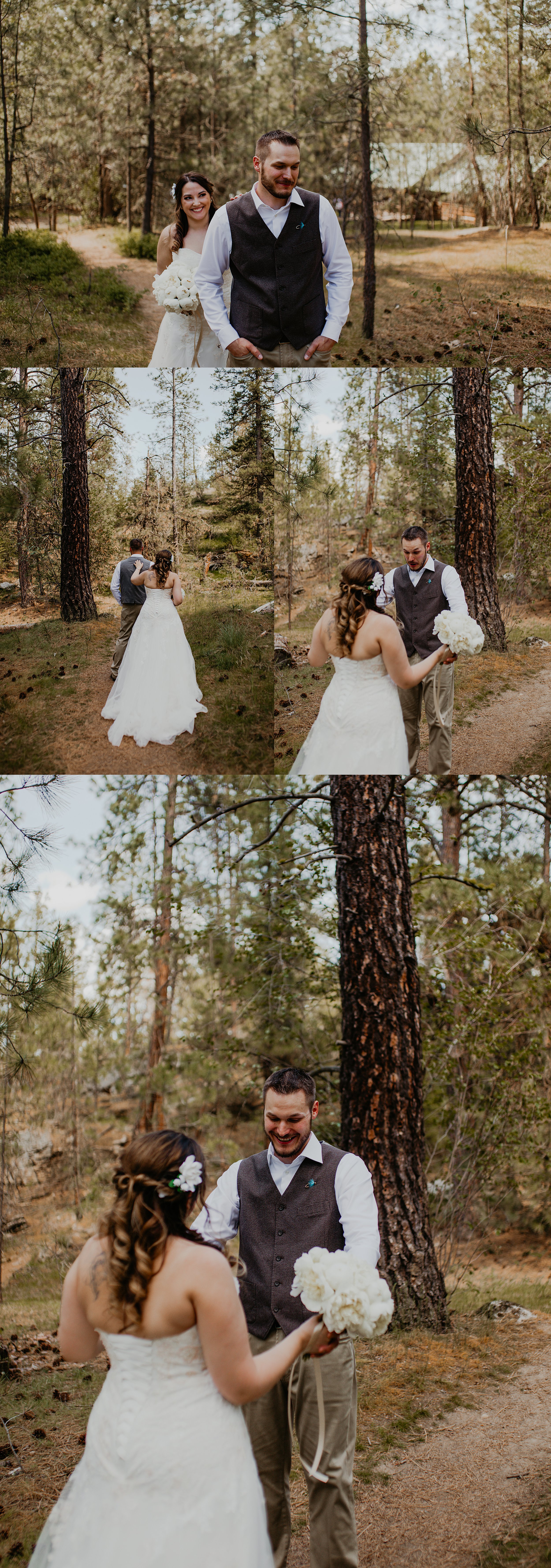 spokane summer forest wedding first look