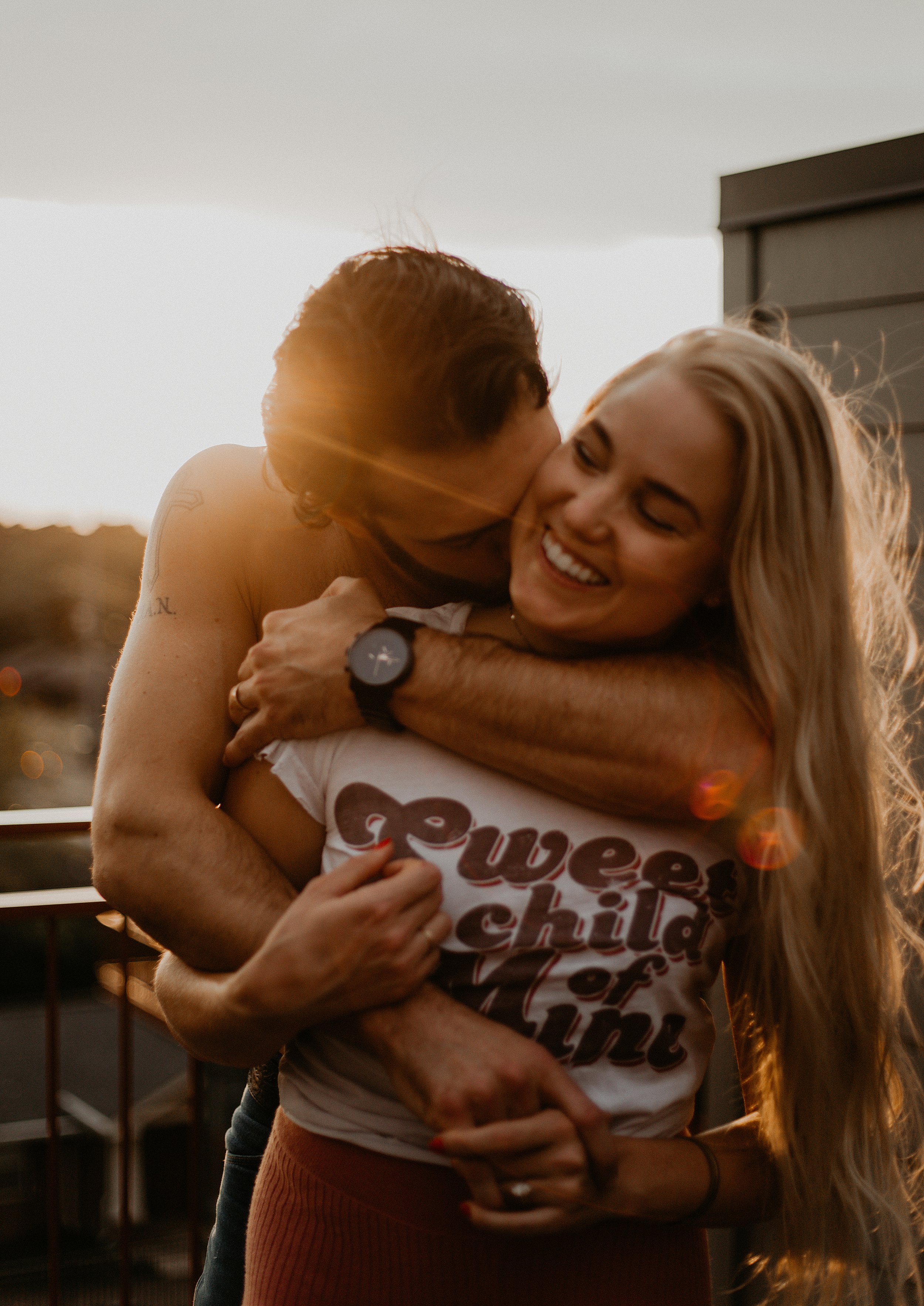 nashville sunset rooftop couples session