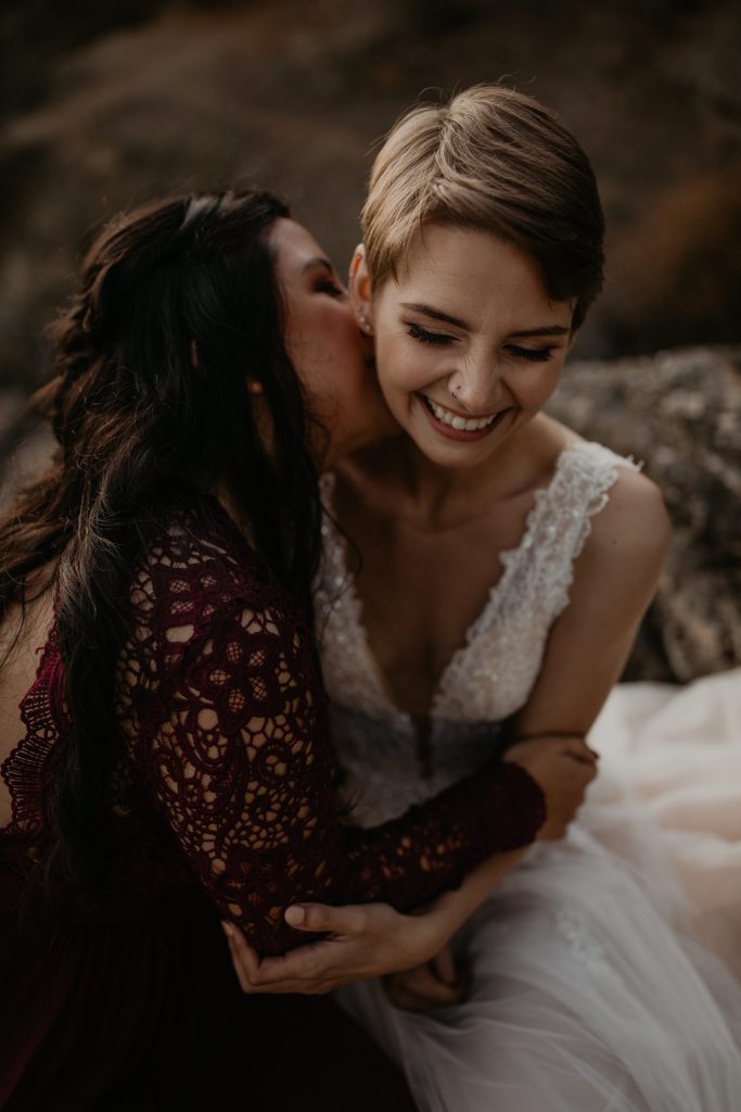 brides in edgy downtown idaho elopement