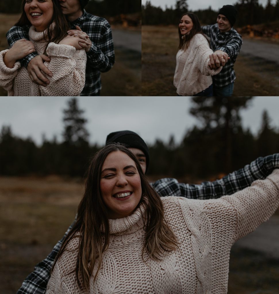 rainy pnw forest couples session
