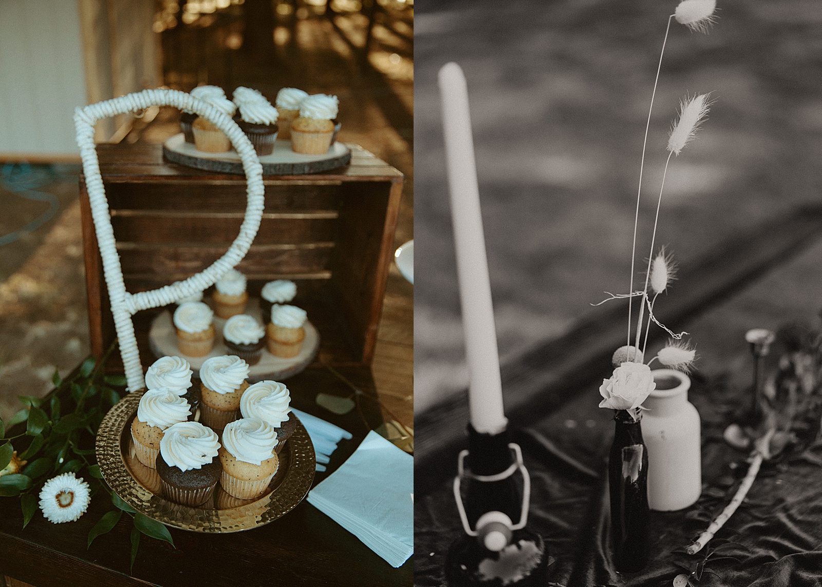 rustic dessert table at Oregon wedding captured by Danielle Johnson Photography