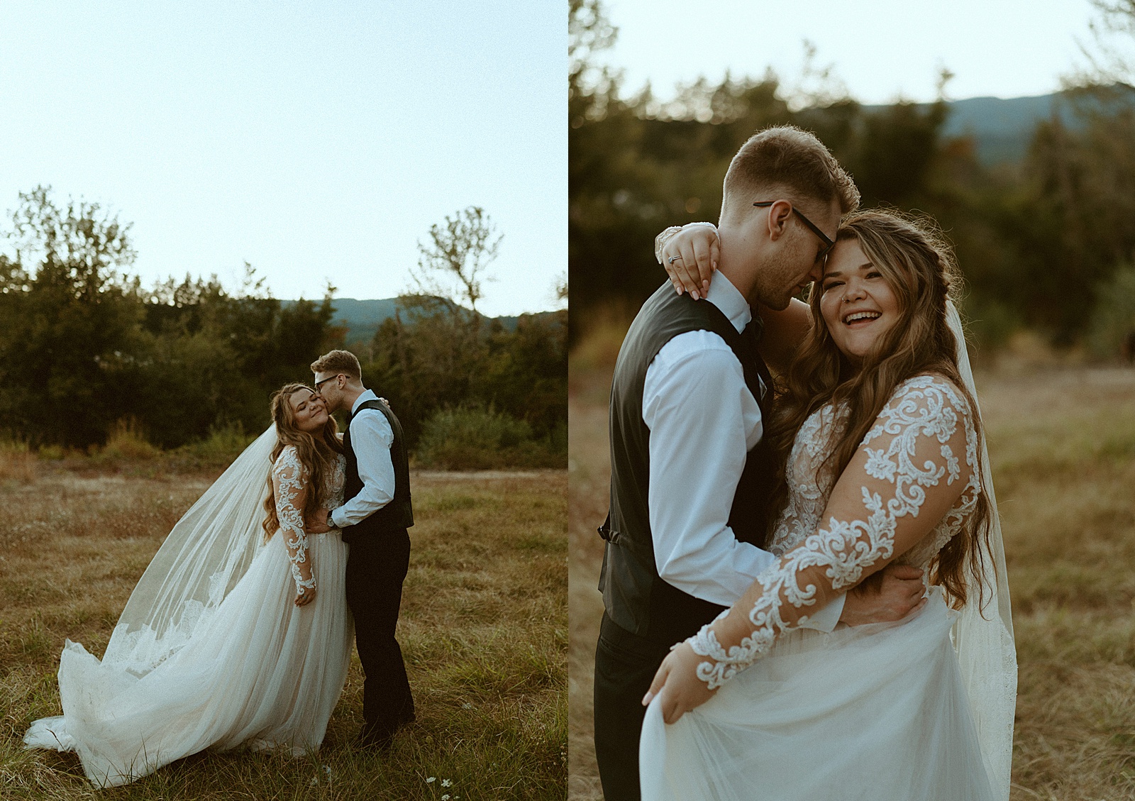 bride and groom sunset photos at Oregon wedding by Danielle Johnson Photography